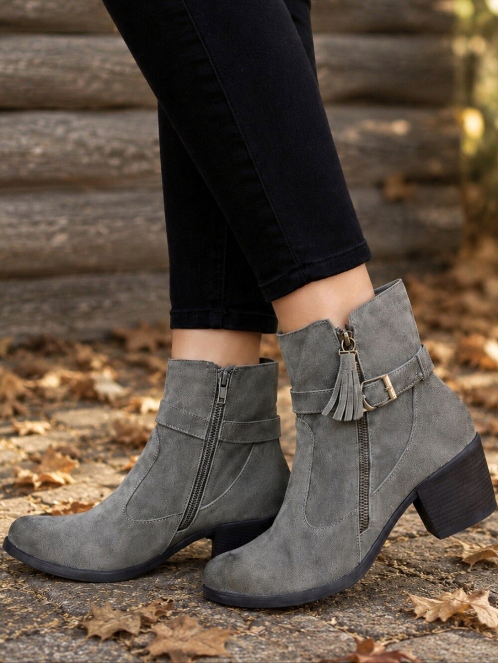 Earth Origins Tori Western Boho Minimalist Harness Block Heel Comfort Bootie 8M
